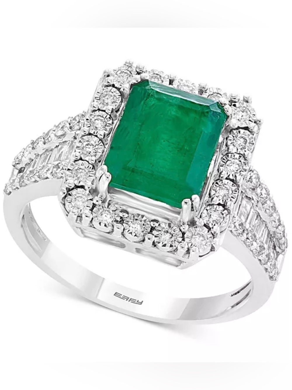 EFFY® Emerald & Diamond Ring in 14k White Gold & 14k Yellow Gold